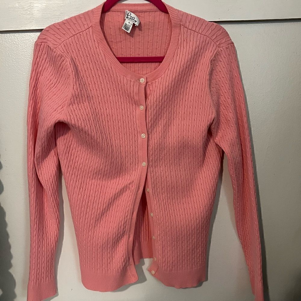 Lilly Pulitzer WHITE LABEL Vintage Pink Cable Knit Cardigan